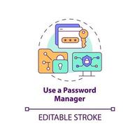 Password manager concept icon. Generating complex passwords for information safety abstract idea thin line illustration. Online security. Vector isolated outline color drawing. Editable stroke