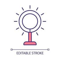 Ring light with stand RGB color icon. Professional equipment for photography and beauty procedures. Lighting setup. Isolated vector illustration. Simple filled line drawing. Editable stroke
