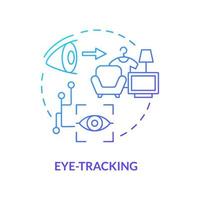 seguir el icono del concepto de movimiento ocular. determinar dónde mira el consumidor. herramienta de investigación de atención visual. tecnología de sensor idea abstracta ilustración de línea delgada. dibujo de color de contorno aislado vectorial vector