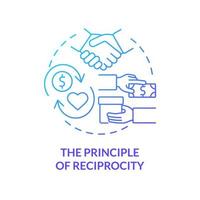 Reciprocity concept icon. Brand and audience communication. Exchange product for money. Mutual benefit. Paying back abstract idea thin line illustration. Vector isolated outline color drawing