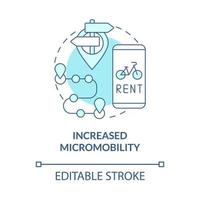 icono de concepto azul de micromovilidad aumentada. scooter compartir beneficio idea abstracta ilustración de línea delgada. transporte de corta distancia. dibujo de color de contorno aislado vectorial. trazo editable vector