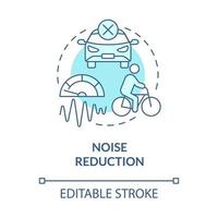 Noise reduction blue concept icon. Bike sharing goal abstract idea thin line illustration. Urban settings. Lowering noise pollution levels. Vector isolated outline color drawing. Editable stroke