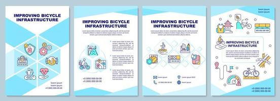 mejorar la plantilla de folleto de infraestructura para bicicletas. bicicletas públicas compartidas. folleto, folleto, impresión de folleto, diseño de portada con iconos lineales. diseños vectoriales para presentación, informes anuales, páginas de publicidad vector