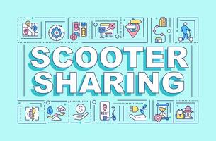 Scooter sharing word concepts banner. Micromobility option. Infographics with linear icons on turquoise background. Isolated creative typography. Vector outline color illustration with text