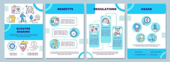 Scooter sharing brochure template. Technology benefits. Flyer, booklet, leaflet print, cover design with linear icons. Vector layouts for presentation, annual reports, advertisement pages