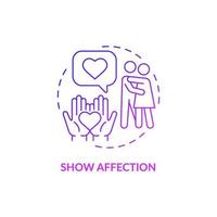 Show affection purple gradient concept icon. Partner support during pregnancy abstract idea thin line illustration. Treating expecting mom with care. Vector isolated outline color drawing