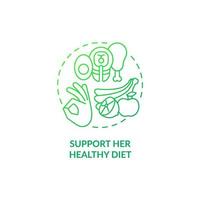 Support her healthy diet green gradient concept icon. Partner support during pregnancy abstract idea thin line illustration. Healthy eating. Prenatal care. Vector isolated outline color drawing