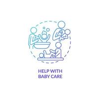 Help with baby care blue gradient concept icon. Partner support during pregnancy abstract idea thin line illustration. Parent-child relationships. Dad-child bond. Vector isolated outline color drawing