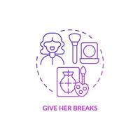 Give her breaks purple gradient concept icon. Support during pregnancy abstract idea thin line illustration. Physical and emotional recovery after childbirth. Vector isolated outline color drawing