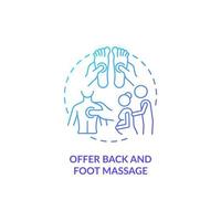 Offer back and foot massage blue gradient concept icon. Support during pregnancy abstract idea thin line illustration. Relieving pregnancy symptoms. Vector isolated outline color drawing