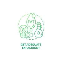 Get adequate fat amount green gradient concept icon. Pregnancy diet abstract idea thin line illustration. Healthy fat intake. Regular seafood and oils consuming. Vector isolated outline color drawing