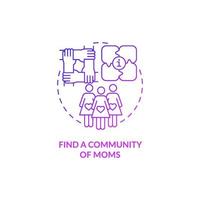 Find community of moms purple gradient concept icon. Preparing for baby arrival abstract idea thin line illustration. Alliance for support and communication. Vector isolated outline color drawing