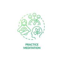 Practice meditation green gradient concept icon. Mental health during pregnancy abstract idea thin line illustration. Reduce tiredness and tension. Stress relief. Vector isolated outline color drawing