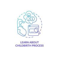 Learn about childbirth process blue gradient concept icon. Preparing for baby abstract idea thin line illustration. Reduce fear and anxiety before childbearing. Vector isolated outline color drawing