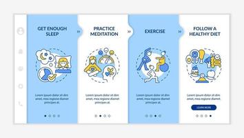 Improving mental health during pregnancy onboarding vector template. Responsive mobile website with icons. Web page walkthrough 4 step screens. Follow diet color concept with linear illustrations