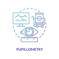 Measure pupil diameter concept icon. Visual activity tracking. Eye reaction assessement. Marketing and physiology abstract idea thin line illustration. Vector isolated outline color drawing