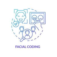 icono del concepto de reconocimiento facial. detección de respuesta emocional del cliente. análisis facial. tecnología de inteligencia artificial idea abstracta ilustración de línea delgada. dibujo de color de contorno aislado vectorial vector