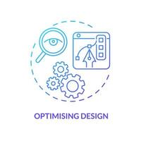 Make optimal design concept icon. Marketing analysis technology. Visual appearence update. Renovate product abstract idea thin line illustration. Vector isolated outline color drawing