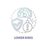 Lower risks blue gradient concept icon. Internal company growth abstract idea thin line illustration. Business expansion. Reduce threats possibility. Vector isolated outline color drawing