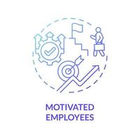 Motivated employees blue gradient concept icon. Internal growth abstract idea thin line illustration. Workers involved in company growth process. Vector isolated outline color drawing