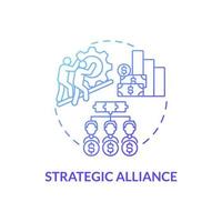 Strategic alliance blue gradient concept icon. External expansion abstract idea thin line illustration. Companies cooperation, partnership. Joint project. Vector isolated outline color drawing