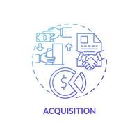 Acquisition blue gradient concept icon. External expansion abstract idea thin line illustration. Buying shares and asset of company. Shareholders. Vector isolated outline color drawing