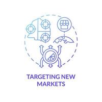 Targeting new markets blue gradient concept icon. Internal business growth abstract idea thin line illustration. Promotion and advertising of new product. Vector isolated outline color drawing