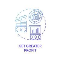 Get greater profit blue gradient concept icon. Importance of business expansion abstract idea thin line illustration. Increase turnover of company. Vector isolated outline color drawing