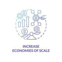 Increase economies of scale blue gradient concept icon. Importance of expansion abstract idea thin line illustration. Costs, values. Efficient growth. Vector isolated outline color drawing