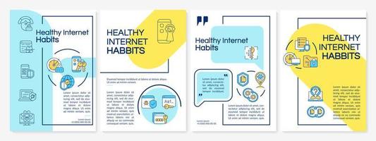 Safe internet searching habits tips brochure template. Flyer, booklet, leaflet print, cover design with linear icons. Vector layouts for presentation, annual reports, advertisement pages