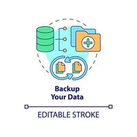 icono del concepto de copia de seguridad de datos. copie el almacenamiento de información para proteger la ilustración de línea delgada de idea abstracta. tecnología de seguridad personal. dibujo de color de contorno aislado vectorial. trazo editable vector