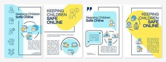 Protecting children online tips brochure template. Flyer, booklet, leaflet print, cover design with linear icons. Vector layouts for presentation, annual reports, advertisement pages