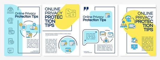 Online privacy protection tips brochure template. Flyer, booklet, leaflet print, cover design with linear icons. Vector layouts for presentation, annual reports, advertisement pages