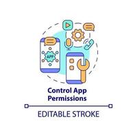 App permissions control concept icon. Setting application accesses to personal information abstract idea thin line illustration. Data protection. Vector isolated outline color drawing. Editable stroke