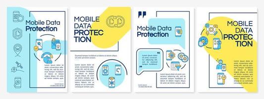 Mobile devices digital safety tips brochure template. Flyer, booklet, leaflet print, cover design with linear icons. Vector layouts for presentation, annual reports, advertisement pages