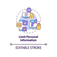 Personal information limitation concept icon. Protecting privacy online abstract idea thin line illustration. Keeping data save in internet. Vector isolated outline color drawing. Editable stroke