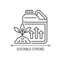 Growth enhancer linear icon. Plant and crops growing accelerator. Soil supplement and amendment. Thin line customizable illustration. Contour symbol. Vector isolated outline drawing. Editable stroke