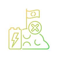 No battery landfills gradient linear vector icon. Used cells wrong disposal. Accumulator hazardous chemicals leak. Thin line color symbol. Modern style pictogram. Vector isolated outline drawing