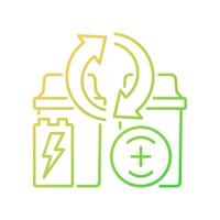 Battery recycling station gradient linear vector icon. E-waste processing point. Old accumulator resource reuse. Thin line color symbol. Modern style pictogram. Vector isolated outline drawing