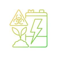 Battery soil contamination threat gradient linear vector icon. Heavy metal land pollution. Accumulator corrosion. Thin line color symbol. Modern style pictogram. Vector isolated outline drawing