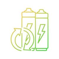 Lithium-ion battery recycling gradient linear vector icon. Electronic waste disposal. Old accumulator reuse. Thin line color symbol. Modern style pictogram. Vector isolated outline drawing