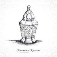 Hand draw arabic lamps sketch card design vector