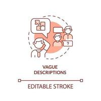 Vague descriptions terracotta concept icon. Red flag in job interview abstract idea thin line illustration. Isolated outline drawing. Editable stroke. Arial, Myriad Pro-Bold fonts used vector