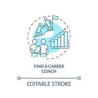 Find career coach turquoise concept icon. What to do if career is wrong abstract idea thin line illustration. Isolated outline drawing. Editable stroke. Arial, Myriad Pro-Bold fonts used vector