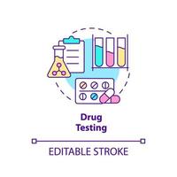 Drug testing concept icon. Pharmacy researching. Things to be tested abstract idea thin line illustration. Isolated outline drawing. Editable stroke. Arial, Myriad Pro-Bold fonts used vector
