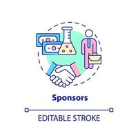 Sponsors concept icon. Medicine financial support. Safety of clinical trials guaranty abstract idea thin line illustration. Isolated outline drawing. Editable stroke. Arial, Myriad Pro-Bold fonts used vector