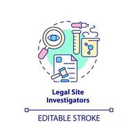 Legal site investigators concept icon. Medical test. Safety of clinical trials abstract idea thin line illustration. Isolated outline drawing. Editable stroke. Arial, Myriad Pro-Bold fonts used