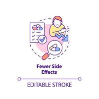 Fewer side effects concept icon. Clinical trials advantage for participant abstract idea thin line illustration. Isolated outline drawing. Editable stroke. Arial, Myriad Pro-Bold fonts used vector