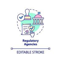 Regulatory agencies concept icon. Safety of clinical trials guaranty abstract idea thin line illustration. Isolated outline drawing. Editable stroke. Arial, Myriad Pro-Bold fonts used vector