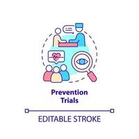 Prevention trials concept icon. Medical science. Type of clinical studies abstract idea thin line illustration. Isolated outline drawing. Editable stroke. Arial, Myriad Pro-Bold fonts used vector